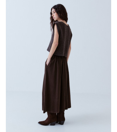 Falda Midi Pana Cintura Elástica | MULAYA