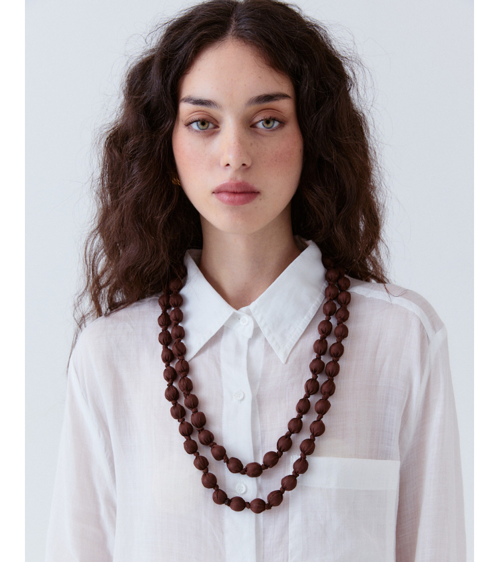 COLLAR LARGO DOBLE VUELTA BOLAS DE TELA | MULAYA
