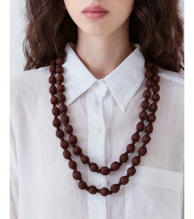 COLLAR LARGO DOBLE VUELTA BOLAS DE TELA | MULAYA