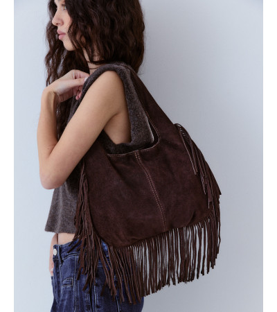 Bolso Ante Flecos Piel Natural Bandolera | MULAYA