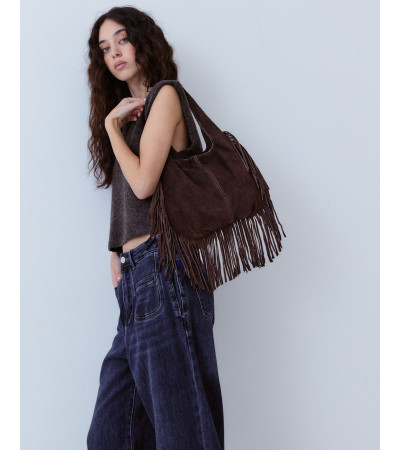 Bolso Ante Flecos Piel Natural Bandolera | MULAYA