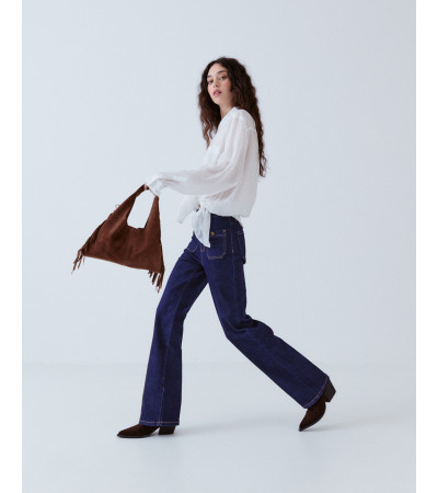 Bolso Ante Flecos Bandolera Cuero | MULAYA