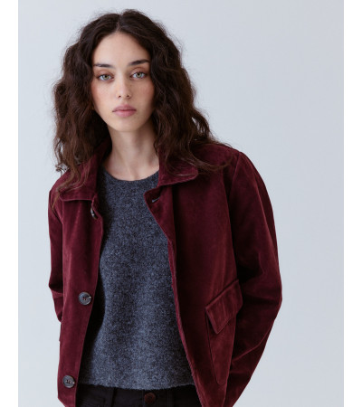 CHAQUETA ANTE BOTONES ESTILO CORTA MUJER | MULAYA