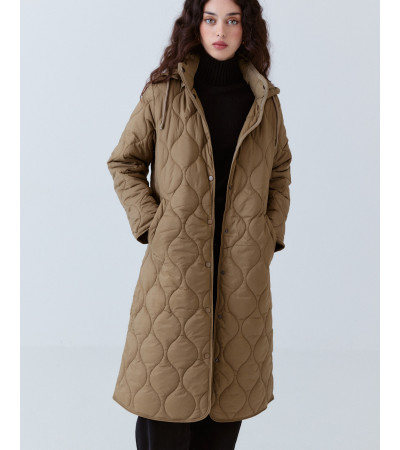 CHAQUETA LARGA ACOLCHADA CAPUCHA AJUSTABLE | MULAYA