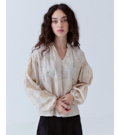 BLUSA BORDADO LENTEJUELAS | CUELLO PICO | MULAYA