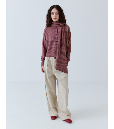 CÁRDIGAN BUFANDA PUNTO | CUELLO REDONDO | MULAYA