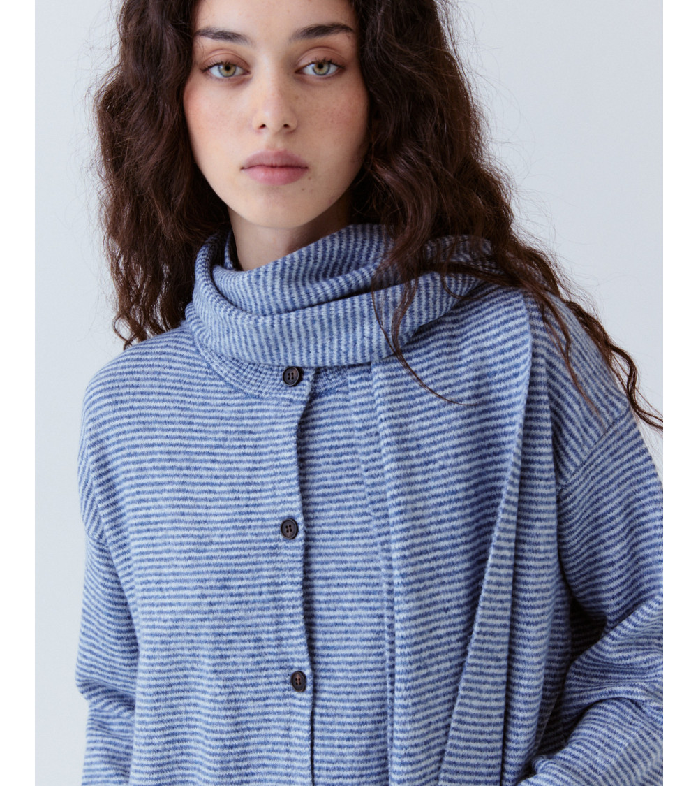 CÁRDIGAN BUFANDA PUNTO | CUELLO REDONDO | MULAYA