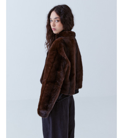 Chaqueta Crop efecto Pelo Cuello Perkins Invierno | MULAYA