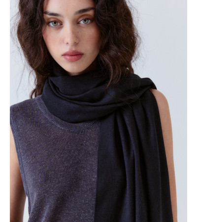 Bufanda Ancha Flecos Suave Viscosa | MULAYA