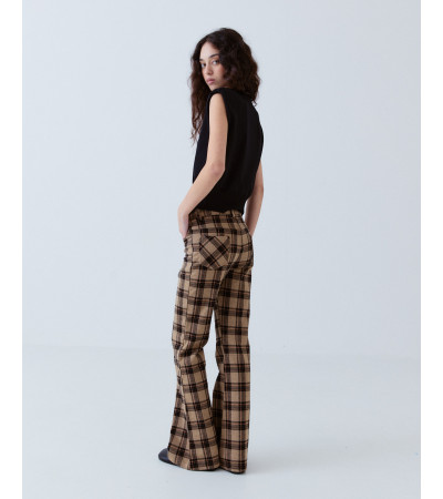 Pantalón Cuadros Campana Brillos Elástico | MULAYA