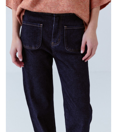 : Jeans Regular Fit Cintura Trenzada Algodón | MULAYA