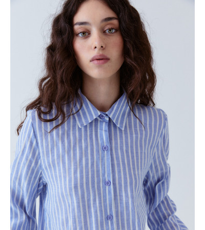 Camisa Rayas Solapa Charreteras Algodón | MULAYA