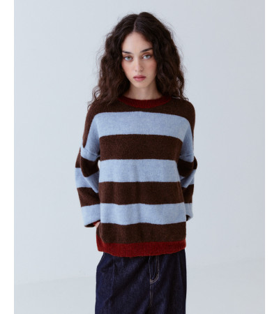 Jersey Rayas Punto Cálido Cuello Redondo | MULAYA