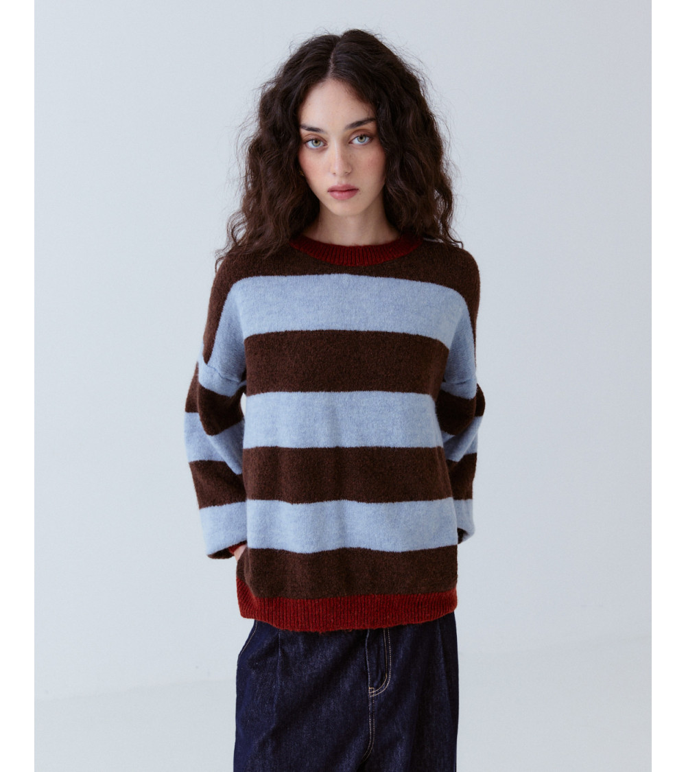 Jersey Rayas Punto Cálido Cuello Redondo | MULAYA