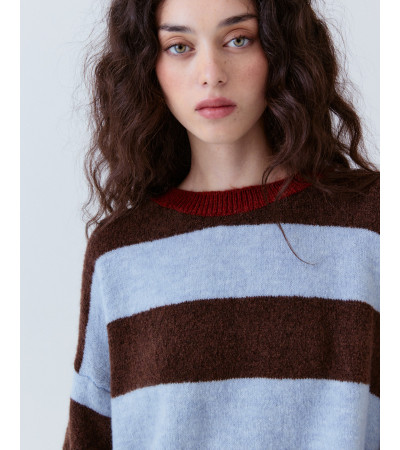 Jersey Rayas Punto Cálido Cuello Redondo | MULAYA