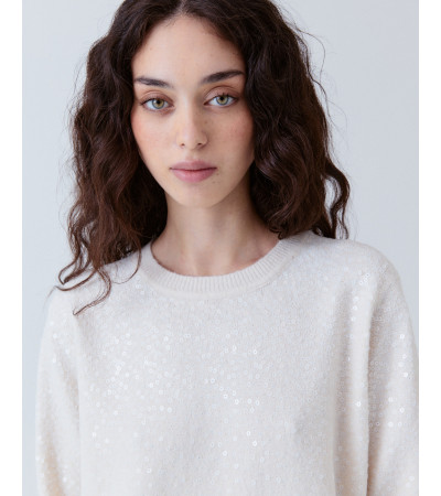 Jersey Lentejuelas Brillante Cuello Redondo | MULAYA