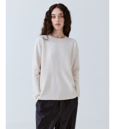 Jersey Lentejuelas Brillante Cuello Redondo | MULAYA