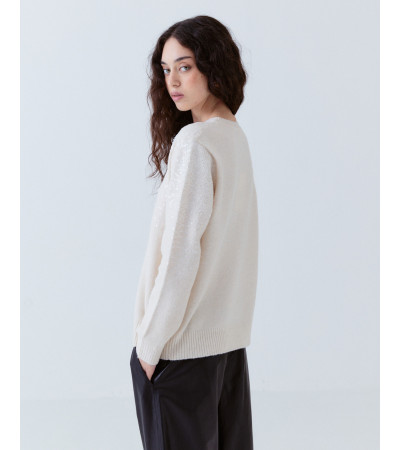 Jersey Lentejuelas Brillante Cuello Redondo | MULAYA