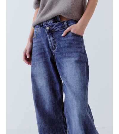 JEANS LOOSE CINTURA CRUZADA TIRO ALTO | MULAYA