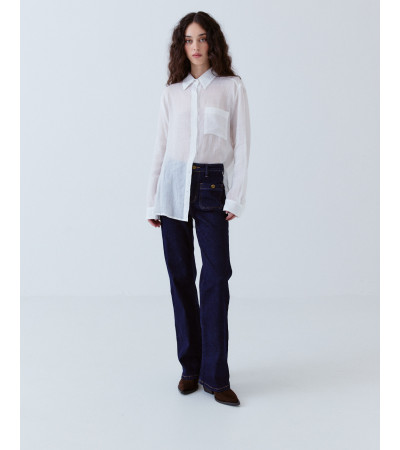 JEANS REGULAR FIT PARCHE CINTURA ALTA | MULAYA