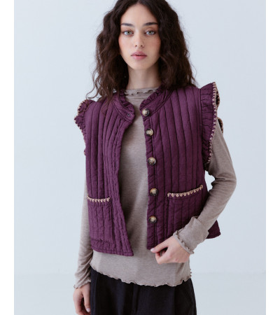 CHALECO ACOLCHADO VOLANTES DORADOS PARCHE | MULAYA