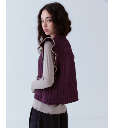 CHALECO ACOLCHADO VOLANTES DORADOS PARCHE | MULAYA