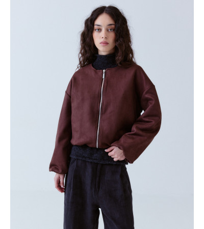 CHAQUETA ANTE CORTA MANGA GLOBO | MULAYA