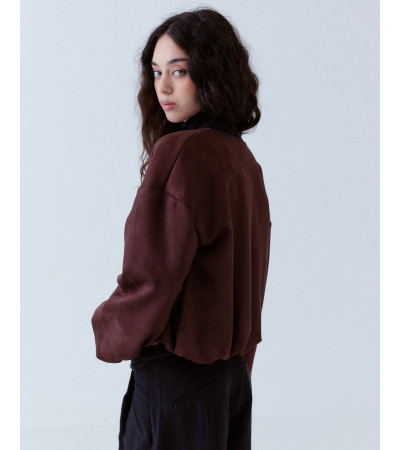 CHAQUETA ANTE CORTA MANGA GLOBO | MULAYA