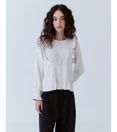 Blusa Volantes Panal de Abeja Viscosa | MULAYA