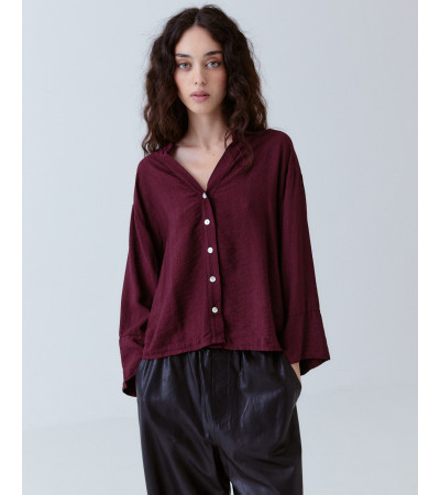 Camisa Cuello Mao Manga Holgada Viscosa | MULAYA