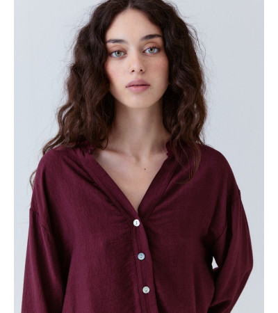 Camisa Cuello Mao Manga Holgada Viscosa | MULAYA