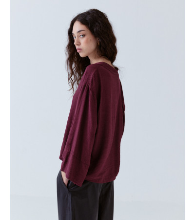 Camisa Cuello Mao Manga Holgada Viscosa | MULAYA