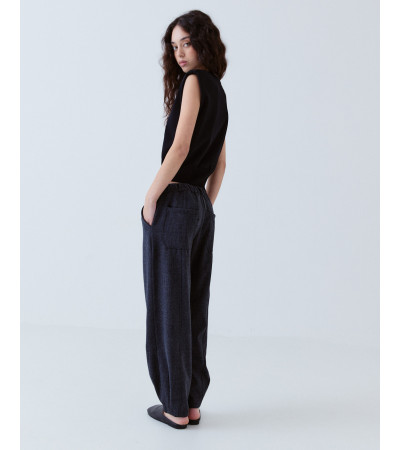 Pantalón Cropped Cintura Elástica Pinzas | MULAYA