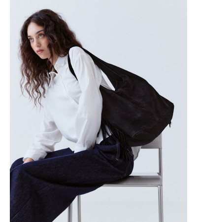 BOLSO ANTE GRANDE ESTILO HOBO FLECOS | MULAYA