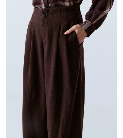 PANTALÓN ANCHO PINZAS CINTURA ELÁSTICA | MULAYA