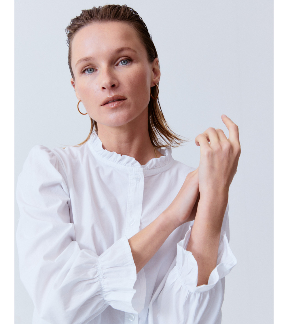 CAMISA CORTA CUELLO VOLANTES ALGODÓN | MULAYA