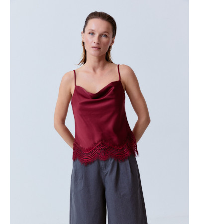 TOP LENCERO CORTO TIRANTES ENCAJE SATINADO | MULAYA