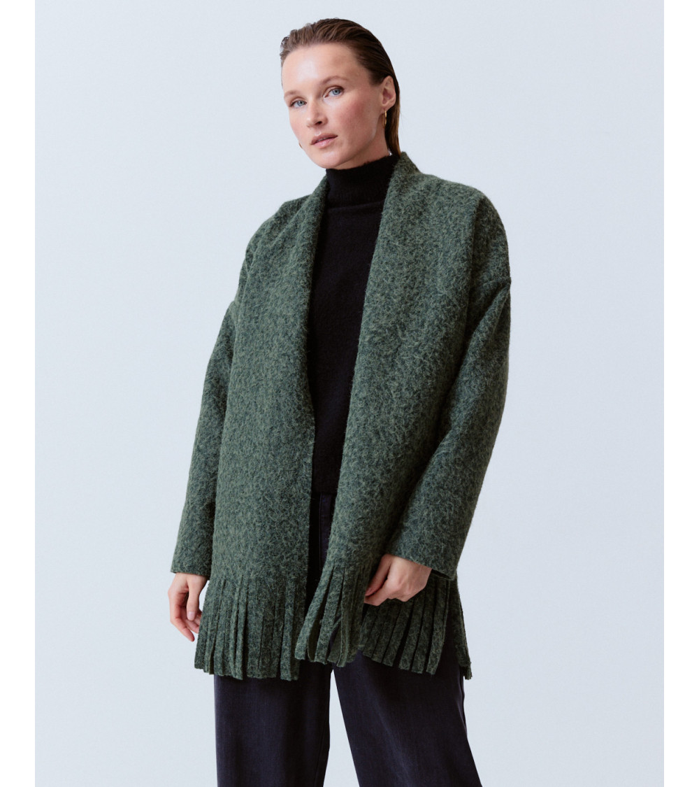 CHAQUETA PUNTO FLECOS CUELLO PICO | MULAYA