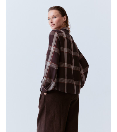 BLUSA LAZADA CUELLO CUADROS ESTAMPADA | MULAYA