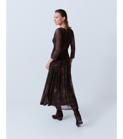 VESTIDO LARGO TUL ESTAMPADO ESCOTE CRUZADO | MULAYA