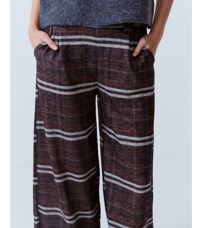 PANTALÓN FLUIDO CUADROS CINTURÓN POLIPIEL | MULAYA