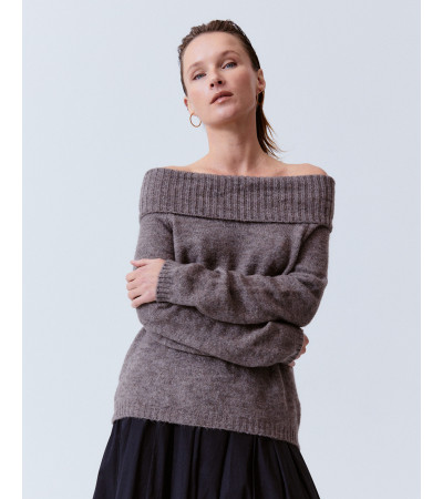 JERSEY PUNTO OFF-SHOULDER RIB CORTO | MULAYA