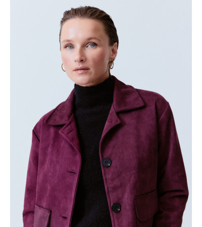 CHAQUETA CORTA ANTE SOLAPA MUJER | MULAYA