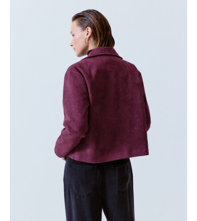 CHAQUETA CORTA ANTE SOLAPA MUJER | MULAYA