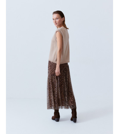 FALDA LARGA TUL ESTAMPADA CINTURA ELÁSTICA | MULAYA