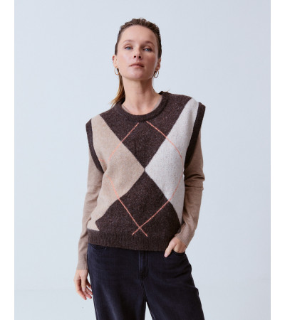 CHALECO ROMBOS PUNTO RIB ESCOLAR | MULAYA