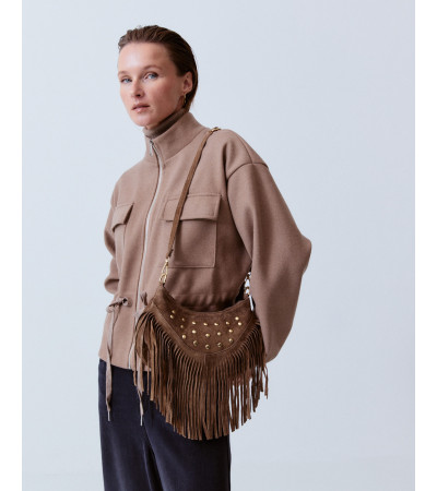 BOLSO PIEL HOMBRO FLECOS TACHAS | MULAYA