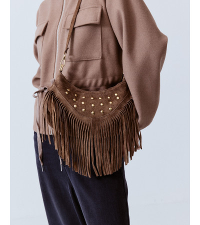 BOLSO PIEL HOMBRO FLECOS TACHAS | MULAYA