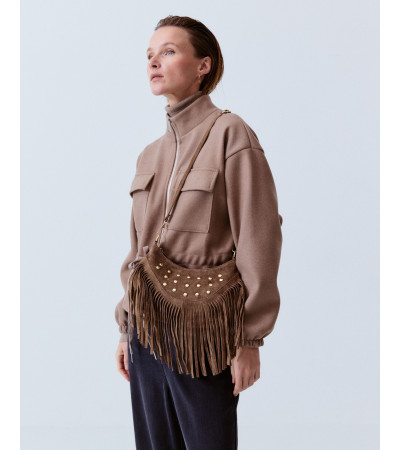 BOLSO PIEL HOMBRO FLECOS TACHAS | MULAYA