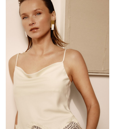 TOP LENCERO CORTO TIRANTES ENCAJE SATINADO | MULAYA